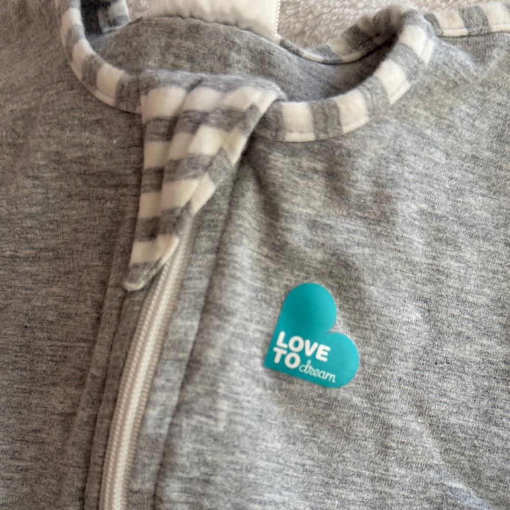 Love to Dream Gray Swaddle with Striped Trim - Picture 3 of 4